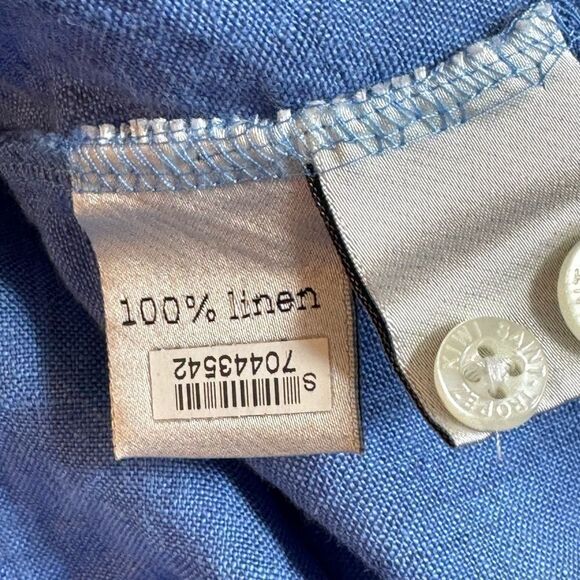 Kiwi saint tropez Dress Womens Sz Small linen shirt popover Woven champery Blue - Picture 9 of 11